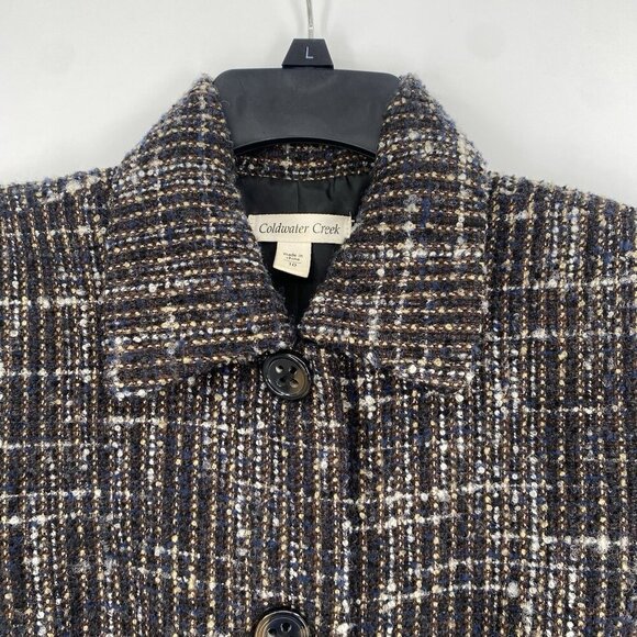 Coldwater Creek Size 10 Tweed Blazer Short Sleeve Jacket Wool Blend - Picture 6 of 13
